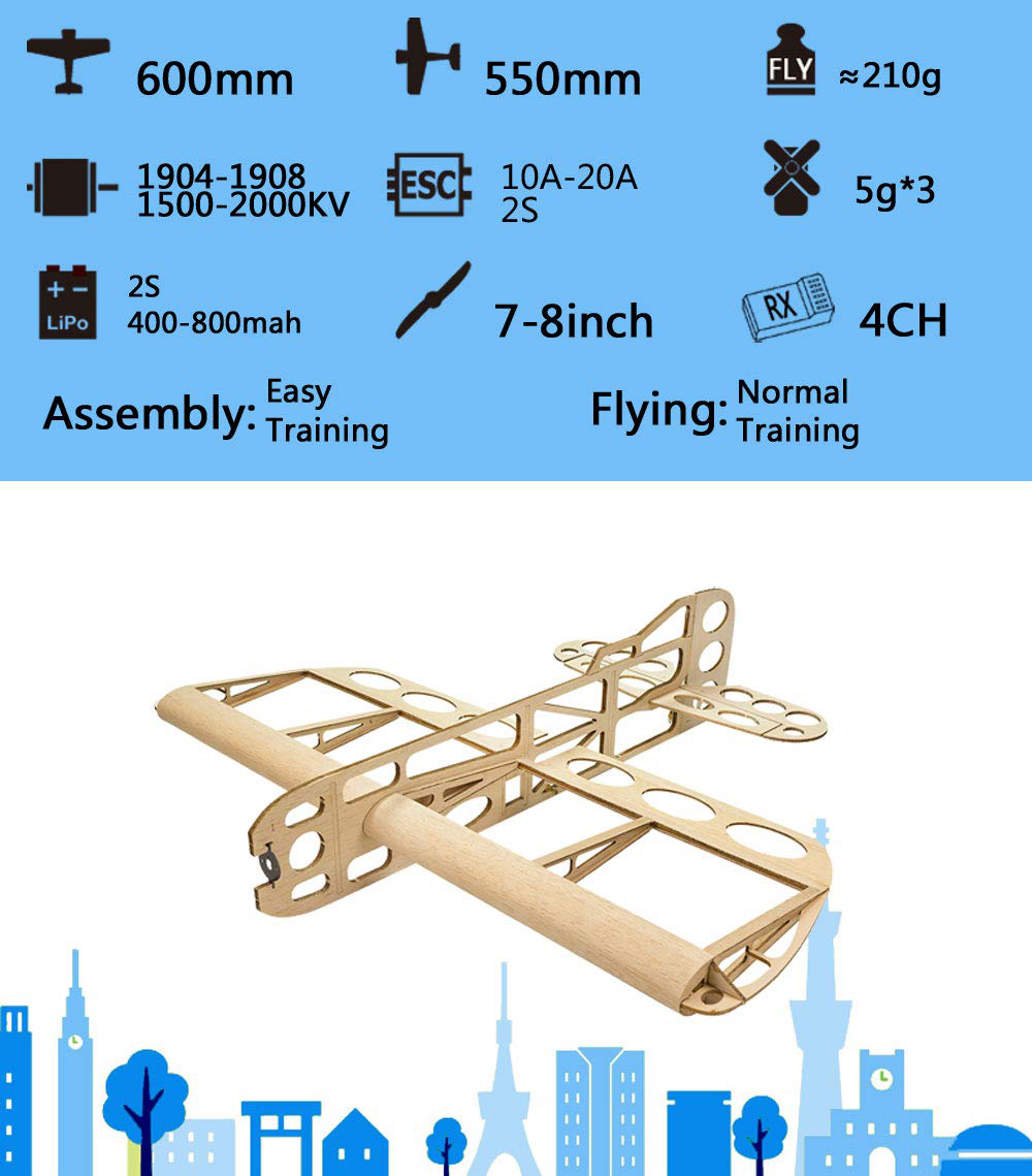Dancing Wings Geebee 0.6M Kit, Motor, ESC, Servo (R0104)