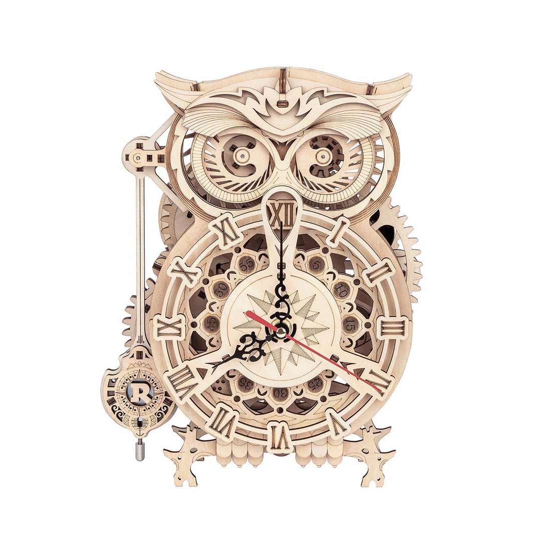 Mechanical Wood Models; Owl Clock