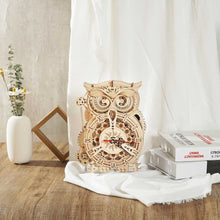 Load image into Gallery viewer, Mechanical Wood Models; Owl Clock
