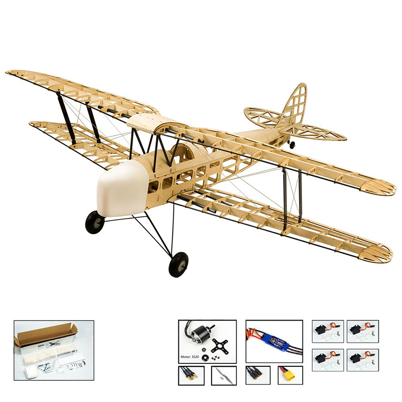 Dancing Wings EP & GP Tiger Moth Balsa Kit (1.4m), Motor, ESC, Servo (S0904)
