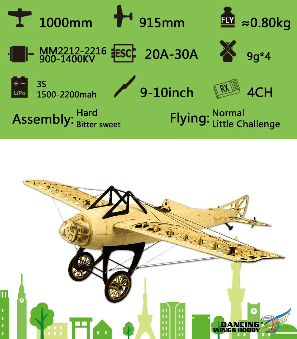 Dancing Wings Deperdussin Monocoque 1.0M Kit, Free Motor, ESC, Servos (S2204)