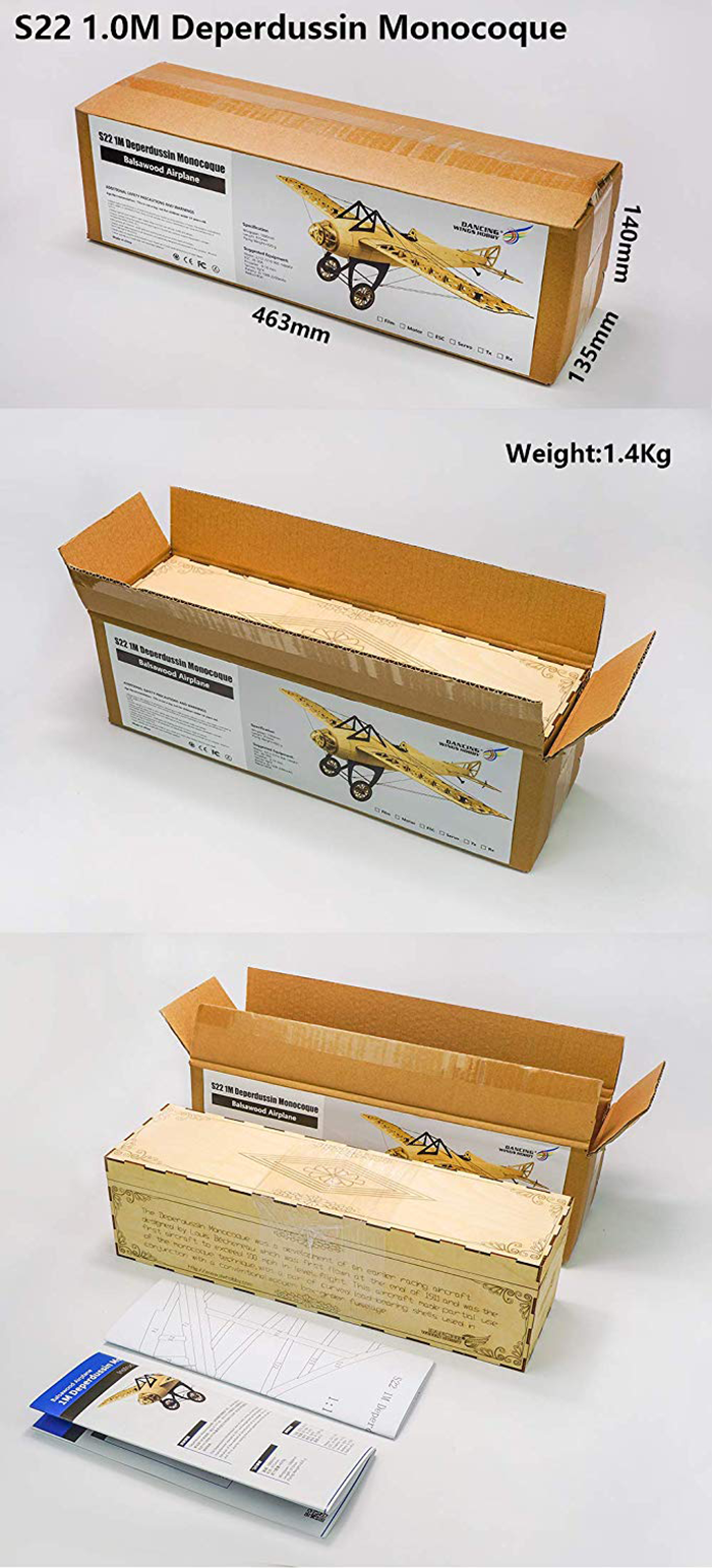 Dancing Wings Deperdussin Monocoque 1.0M Kit, Free Motor, ESC, Servos (S2204)