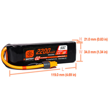 Load image into Gallery viewer, 3 Cell 2200mAh 11.1V 50C Smart G2 LiPo: IC3
