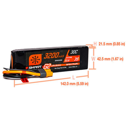 3 Cell 3200mAh 11.1V 30C Smart G2 LiPo: IC3