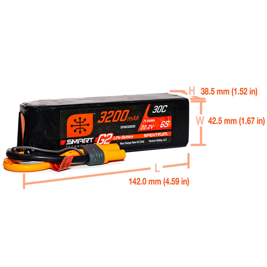 6 Cell 3200mAh 22.2V 30C Smart G2 LiPo: IC5