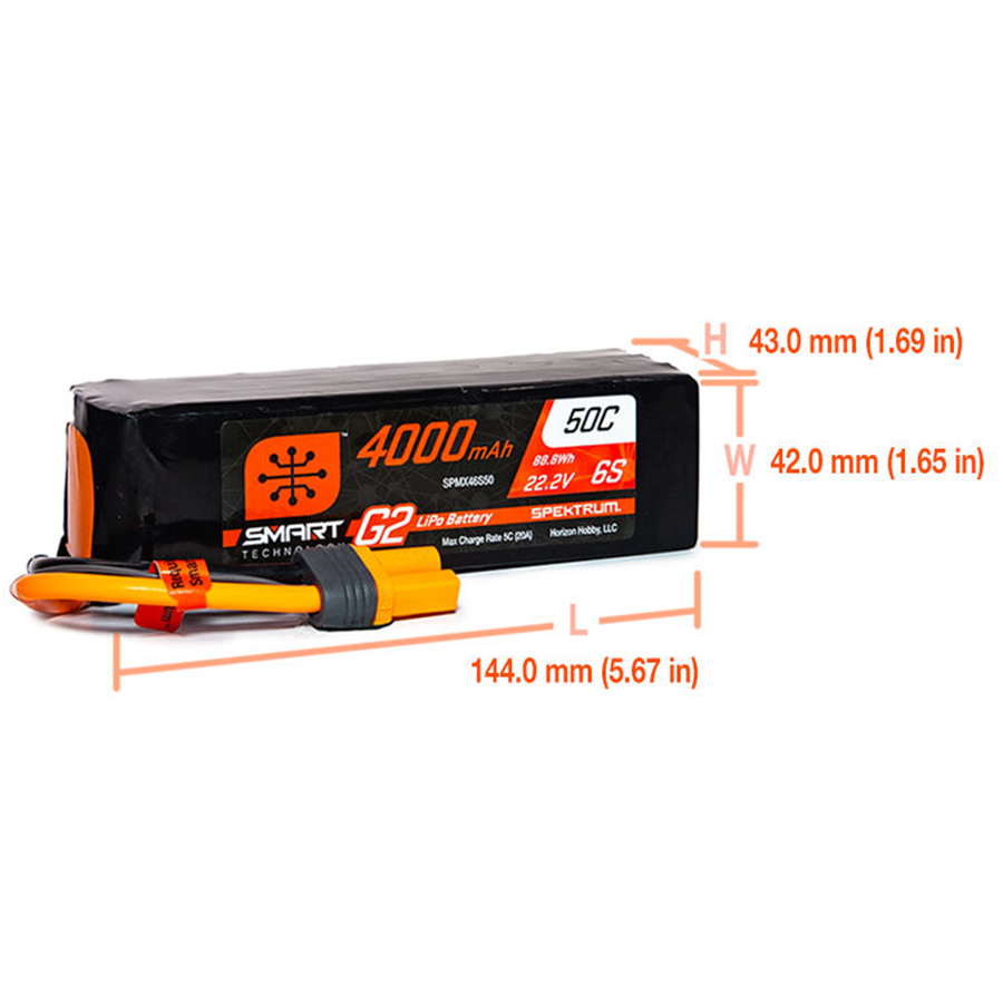 6 Cell 4000mAh 22.2V 50C Smart G2 LiPo: IC5