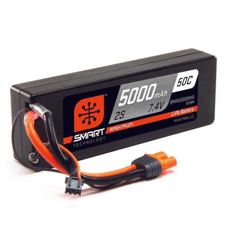 2 Cell 5000mAh 7.4V 50C Smart G1 Hardcase LiPo Battery: IC3