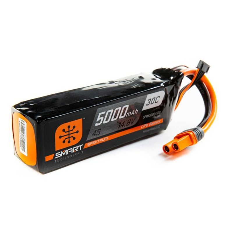 Spektrum 4 Cell 5000mAh 14.8V 30C G1 Smart LiPo: IC5 (SPMX50004S30)