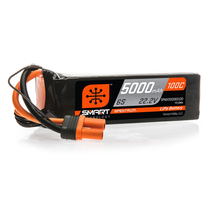 Spektrum 6 Cell 5000mAh 22.2V 100C Smart G1 LiPo Battery IC5 (SPMX50006S100)