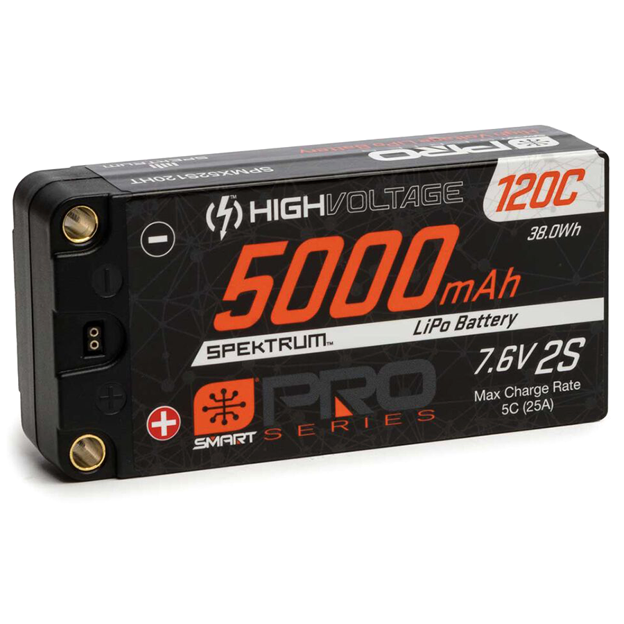 2 Cell 5000mAh 7.6V Smart Pro Race HV LiPo 120C: 5mm