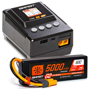 Spektrum Smart G2 PowerStage Surface Bundle: 5000mAh 2S LiPo, S155 Charger (SPMXPSS200)