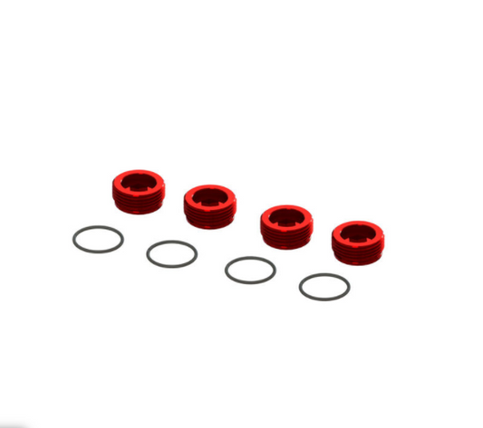 Aluminum Front Hub Nut Red (4) w/O-Rings: ARA320467