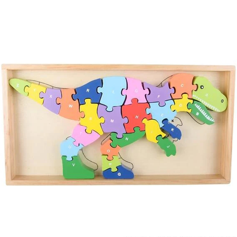 12" x 6.5" Wooden T-Rex Letter Puzzle
