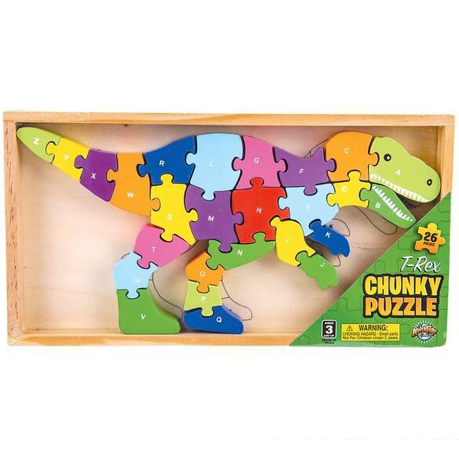 12" x 6.5" Wooden T-Rex Letter Puzzle