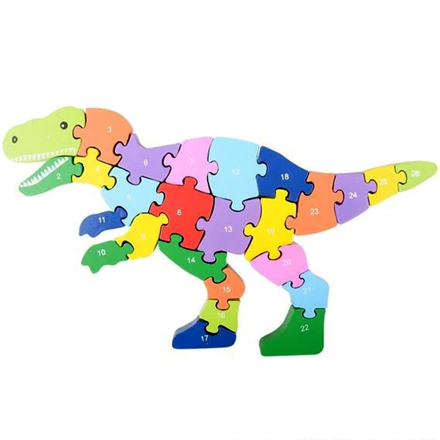 12" x 6.5" Wooden T-Rex Letter Puzzle