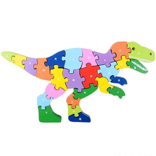 Load image into Gallery viewer, 12&quot; x 6.5&quot; Wooden T-Rex Letter Puzzle
